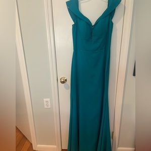 Morilee 21636 Teal Off-the-shoulder Gown 12